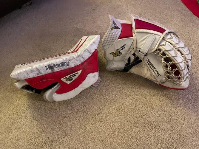 Used Regular  Velocity V6 Intermediate Goalie Glove And Blocker