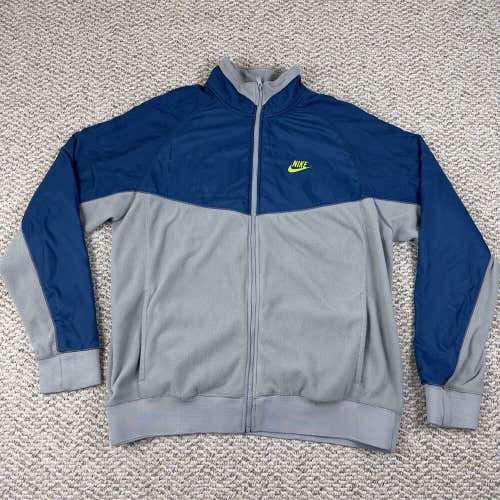 Nike Sportswear Fleece Jacket Blue Yellow Swoosh 299484-075 Men’s Size XXL