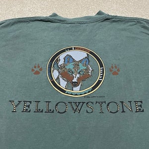 Yellowstone National Park T Shirt Men Large Wolf Nature Outdoor Vintage 90s Hike
