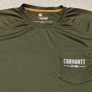 Carhartt Force T Shirt Men Large Adult Green Fish Work Lightweight Active Pocket