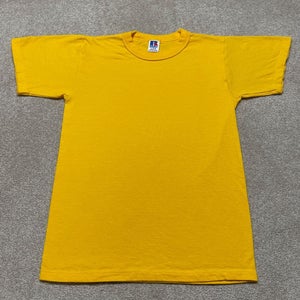 Russell Athletic T Shirt Men XS Adult Yellow Vintage 80s 90s Blank Basic USA