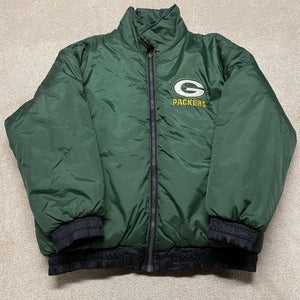 Green Bay Packers Jacket Men XL Reversible NFL Football Vintage 90s Winter Coat