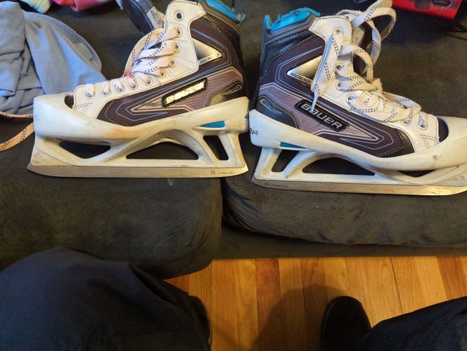 Senior Used Bauer Reactor 5000 Hockey Goalie Skates Regular Width Size 8.5