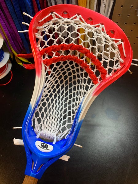 NEW CUSTOM STRUNG USA-THEMED Brine Clutch X lacrosse head w/ semi-soft mesh and mid pocket