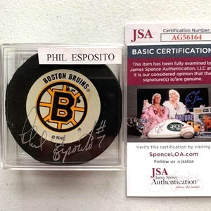 Phil Esposito Signed Boston Bruins Puck - JSA Certification