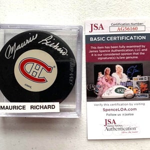 Maurice Richard Signed Montreal Canadiens Puck - JSA Certification