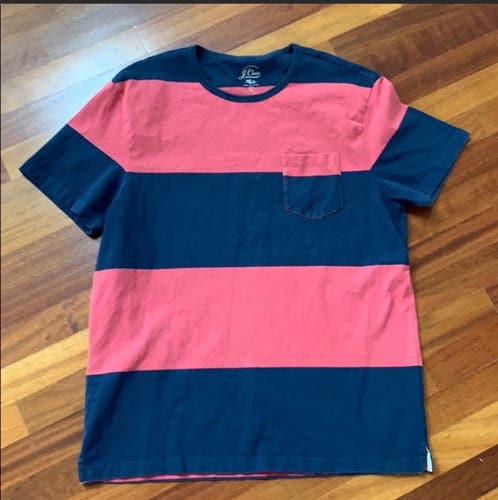 J.Crew Knit Goods Red/Navy Striped T Shirt Men’s L - NEW