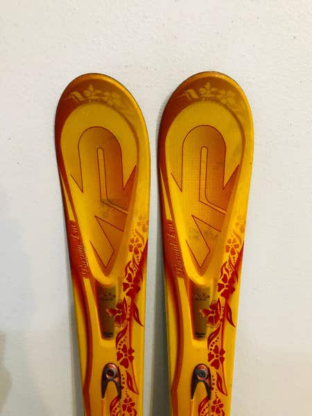 k2 burnin luv skis womens 2008 w/Marker Bindings Size 156 Cm Color Red Used K2 Burnin Luv Skis Marker