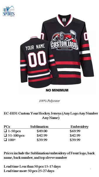 Custom Hockey Jerseys (Goalie ) 