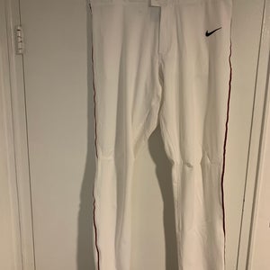 MEN'S NIKE STOCK VAPOR PRIME PANT White w/ Maroon Piping Sz.L