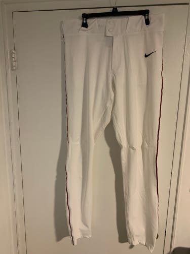 MEN'S NIKE STOCK VAPOR PRIME PANT White w/ Maroon Piping Sz.L
