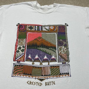 Crested Butte T Shirt Men XL Adult White Mountain Ski Hike Vintage 90s USA Retro