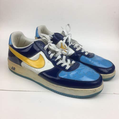Nike 2006 Air Force 1 Patent Leather Sneaker Shoes Blue/Yellow/White Sz 13