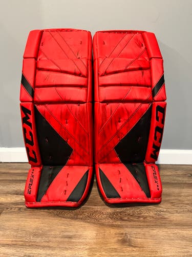 Used 32 +1.5 CCM Extreme Flex 5.9 Red/Black Senior Goalie Leg Pads