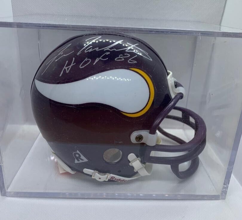 Fran Tarkenton HOF Signed Minnesota Vikings 3 5/8 Riddell Mini Helmet - COA