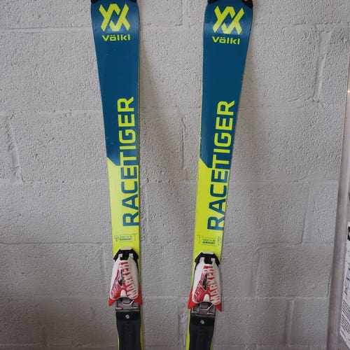 Used Volkl 150 cm Racing Racetiger SL Skis With Bindings Max Din 12