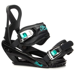 New 5th Element Layla Snowboard Bindings, Black and Teal, Binding sizes S/M M/L