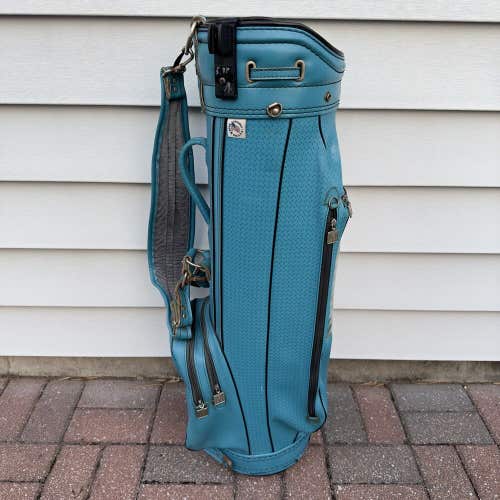 Vintage Ron Miller Pro Model 6-Way Divider Teal Vibrant Blue Leather Golf Bag