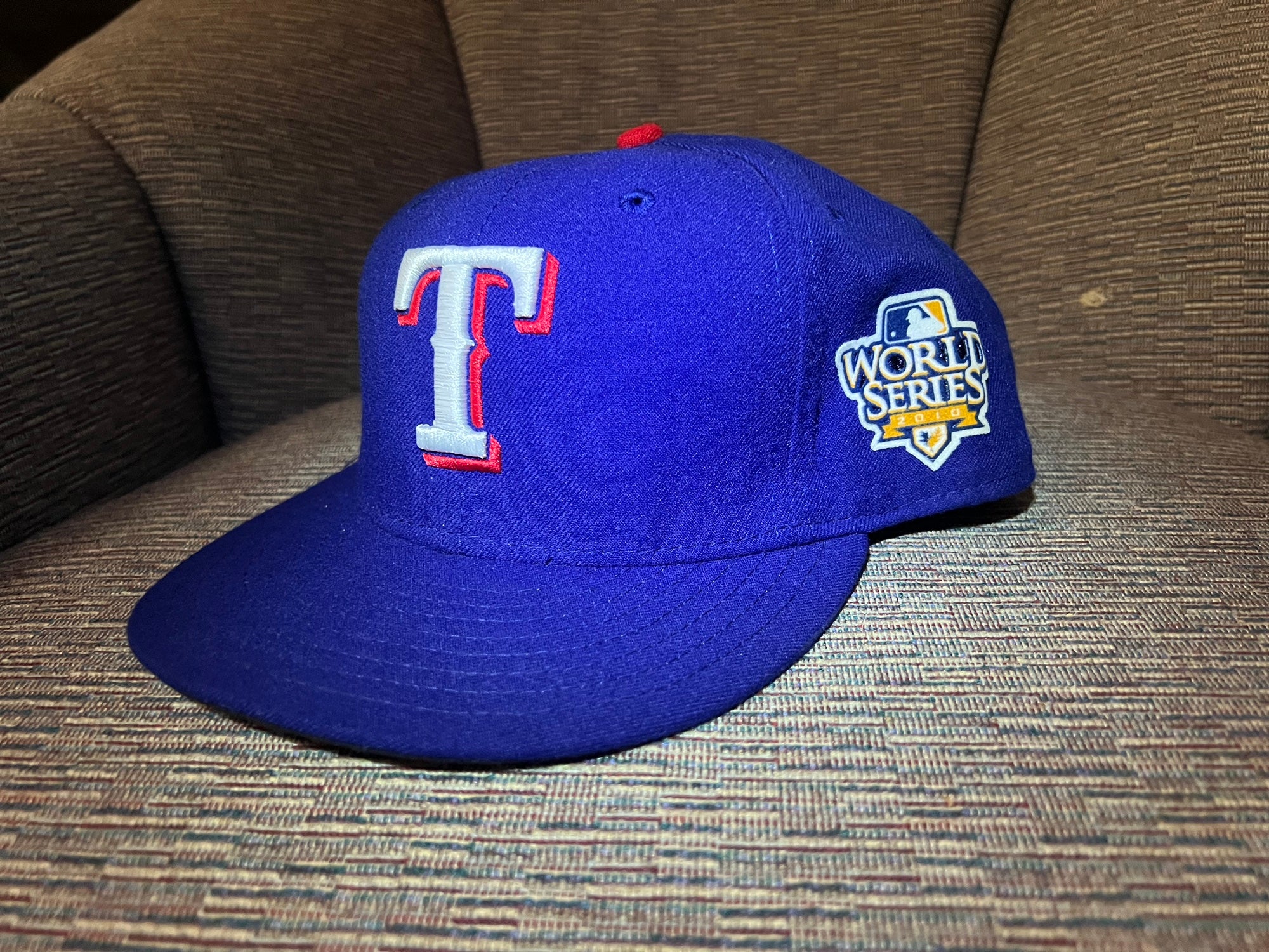 Off White Texas Rangers 2010 World Series Side Patch New Era Fitted 8