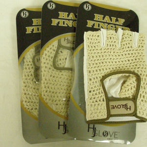 HJ Glove Half Finger Gloves (LADIES Left, MEDIUM LARGE, 3pk) Tan NEW