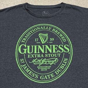 Guinness Beer T Shirt Men 2XL Adult Gray Irish Dry Stout Alcohol Drinking Bar