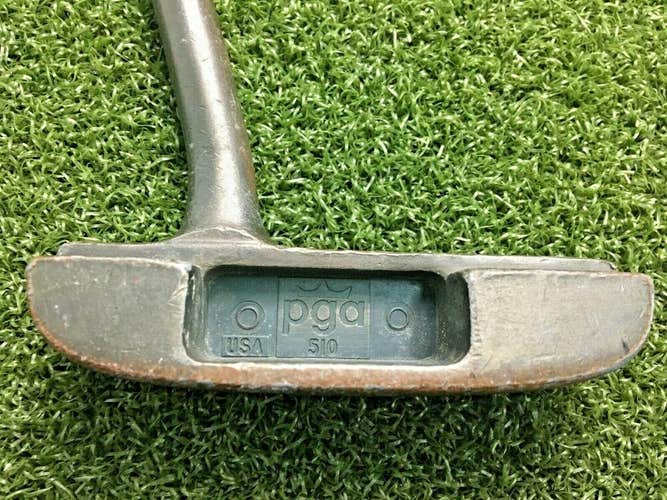 PGA 510 Brass Putter /  RH  / Fluted Steel ~34" / Good Vintage Grip / mm7039