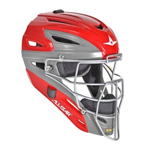 All Star Adult Catchers Helmet - Red Grey