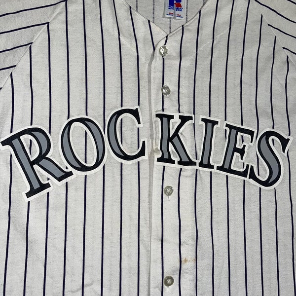 Colorado Rockies: 1995 Russell Athletic White Pinstripe Home