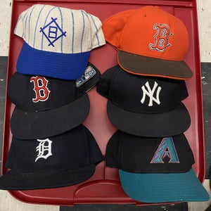 MLB Baseball Hat Lot Group of 6 Fitted 7 5/8 Vintage New Era Worn Flaws Red Sox