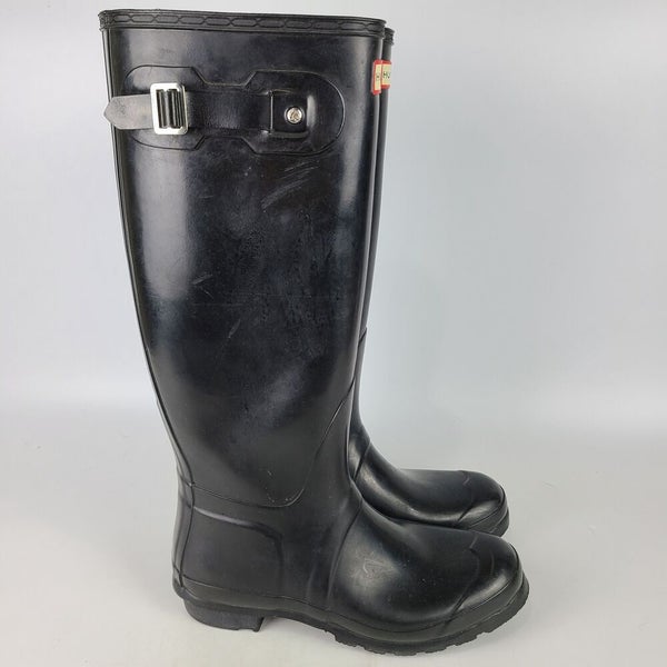 Hunter Original Tall Gloss Women's Rain Boots Black Waterproof Size: 9