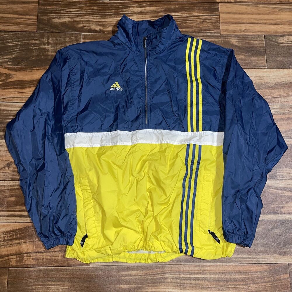 Vintage s Adidas Men's Size Large Blue Yellow Striped Vented