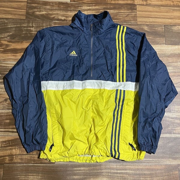 De gasten Vooruitgaan afwijzing Vintage 90s Adidas Men's Size Large Blue Yellow Striped Vented Mesh Track  Jacket | SidelineSwap