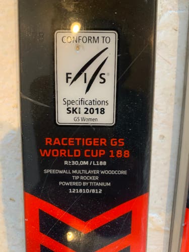 Volkl 188cm 30m GS Race Ski Skis Racing Giant Slalom FIS