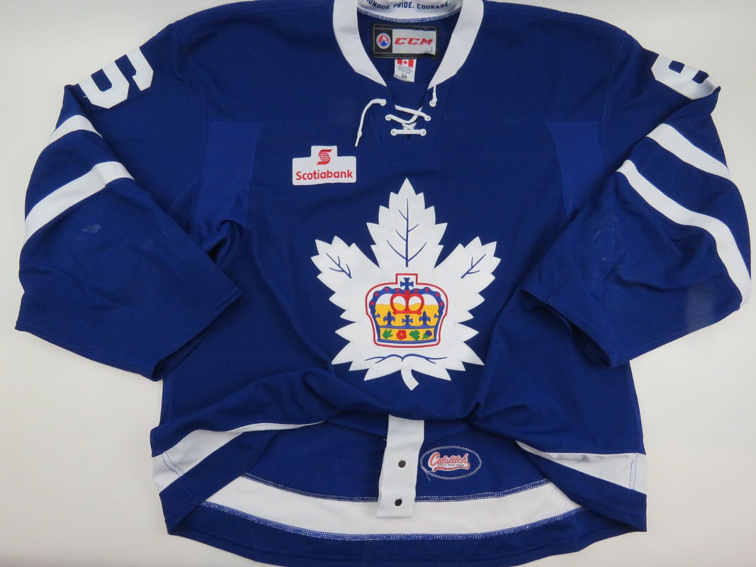 Game Worn Toronto Marlies Authentic AHL Pro Stock Hockey Jersey Size 58 Blue #6