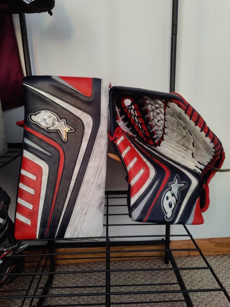 Brian's Optik Glove Set - Red/White/Navy/Gray - Sr Gloves - Int Palms