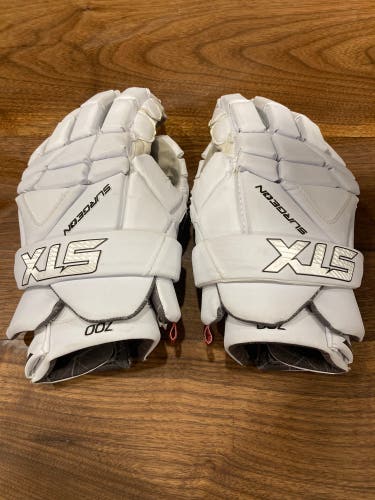 White STX Surgeon 700 Lacrosse Gloves Size 13 / Large