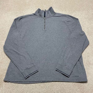 LL Bean Sweater Men XL Adult Gray Quarter Zip Collared Basic Pullover Hike