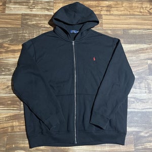 Polo Ralph Lauren Hoodie Men’s 3XLT Black Full Zip Fleece Long Sleeve Pony Logo