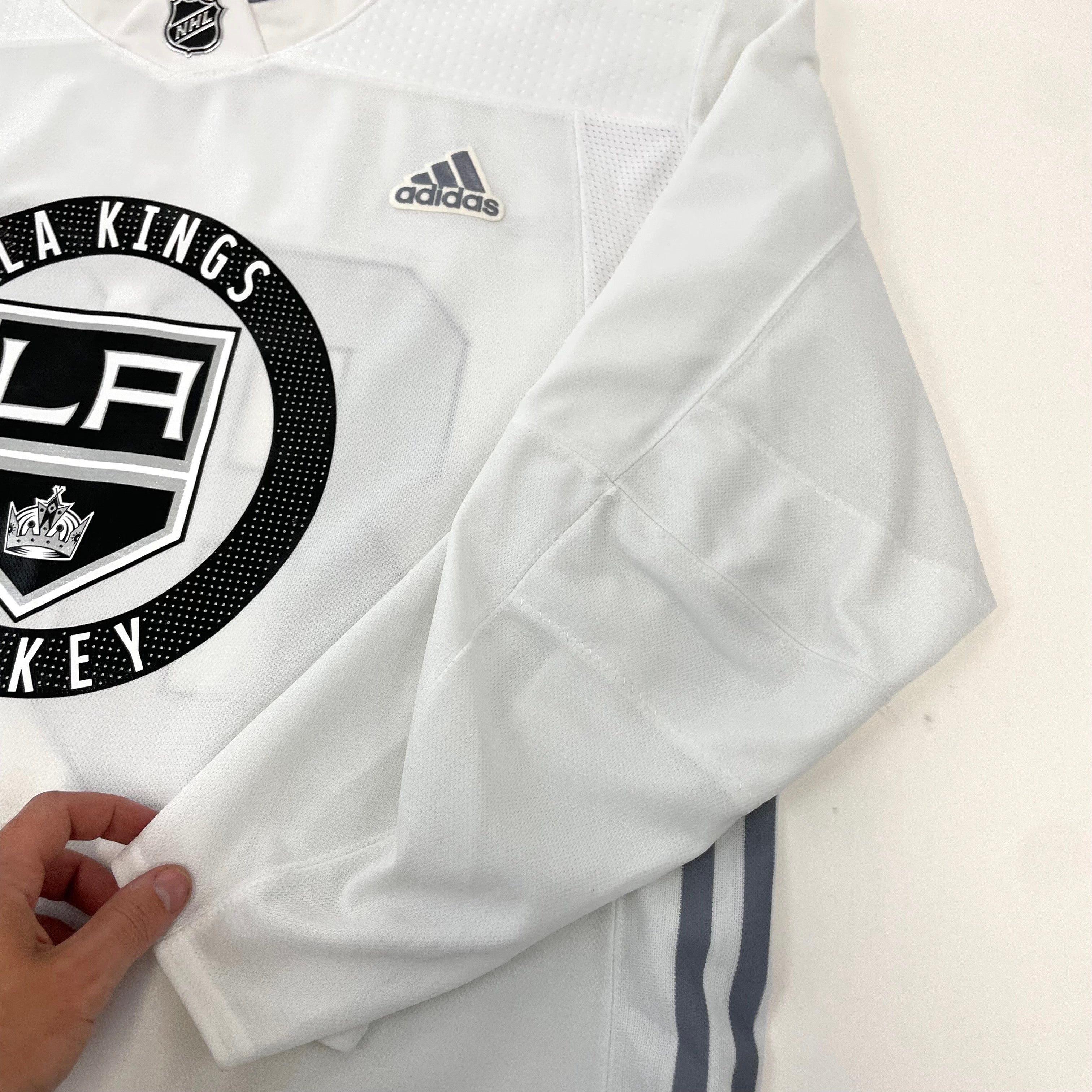 Used LA Kings White MIC Adidas Practice/Camp Jersey, Lee, Size 58, #47
