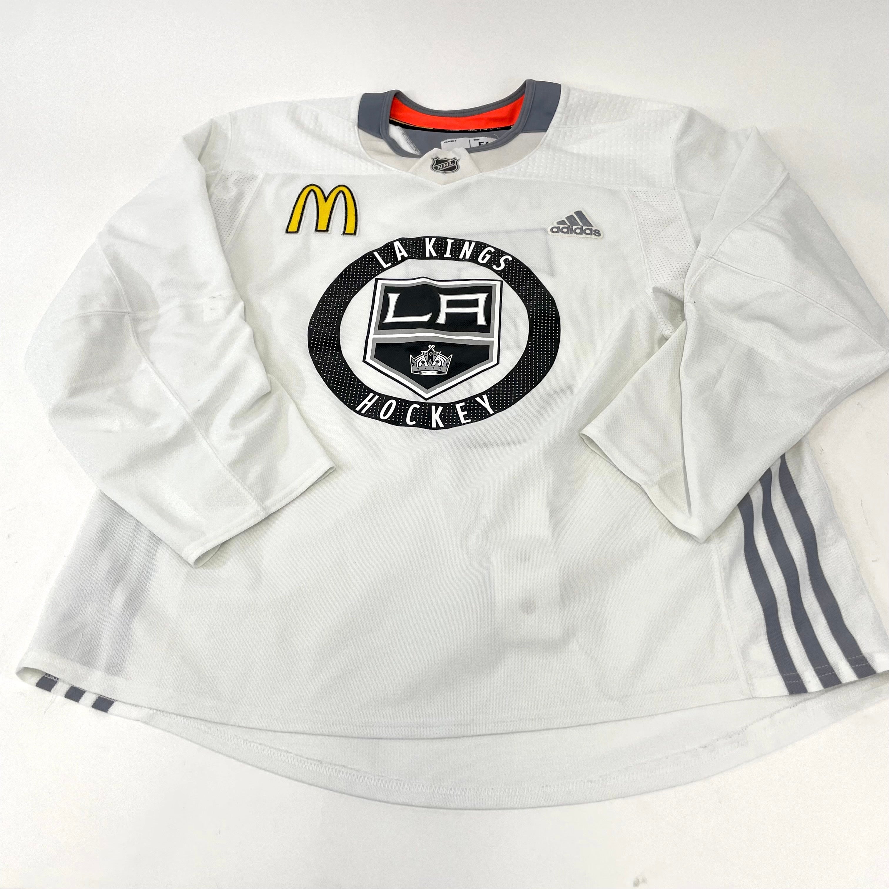 Used White Adidas MIC LA Kings Practice Jersey, Size 56, Ward #52