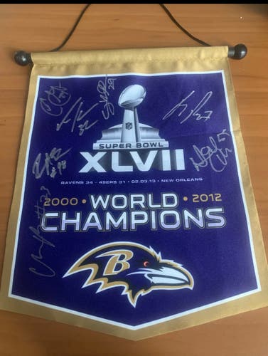 Baltimore Ravens Super bowl Signed Banner With Players Signatures
