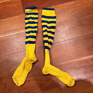 Yellow And Blue Striped Soccer Socks