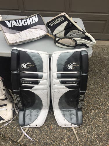 Used 36" Vaughn 7000 Goalie Leg Pads and Glove/ Blocker