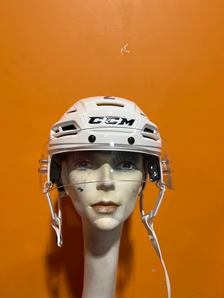 Used White CCM Tacks 710 Pro Stock Helmet Colorado Avalanche #2 Small