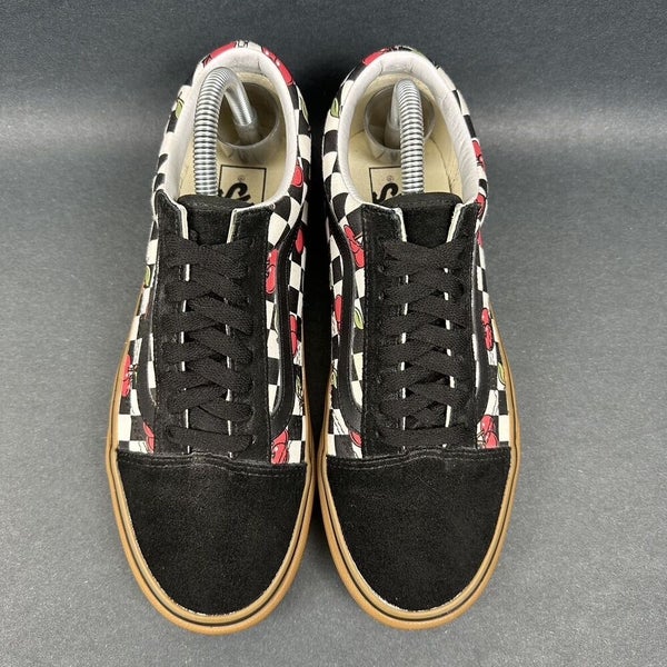 Vans Unisex Cherry Black Old Skool Checkered Skate Sneakers Shoes Size 5.5