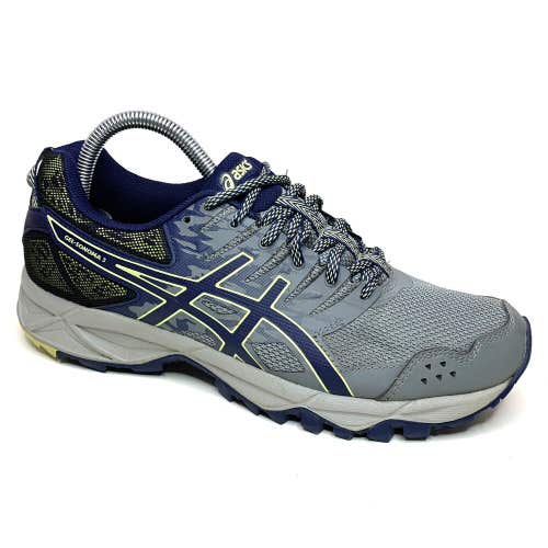 ASICS GEL Women’s Gray Purple Yellow Sonoma 3 Trail Running Shoes T774N Sz US 9