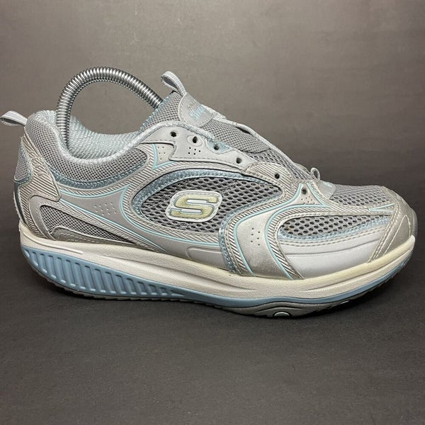 Skechers Shape Ups 12320 Silver Blue Walking Fitness Shoes Women US 8.5 SidelineSwap