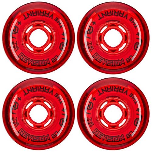 (4 Pack) Revision Wheels Inline Roller Hockey Variant Soft Red