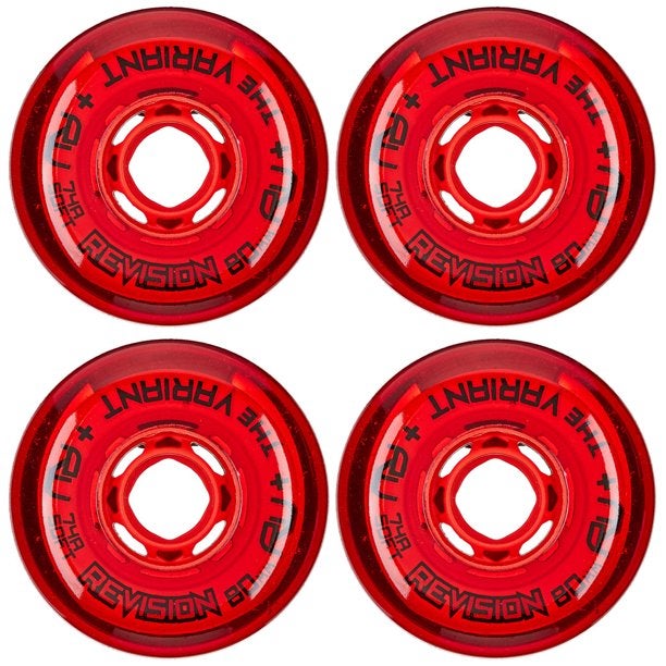 (4 Pack) Revision Wheels Inline Roller Hockey Variant Soft Red
