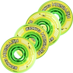 (4 Pack) Revision Clinger Outdoor Wheels Green Soft Inline Roller Hockey